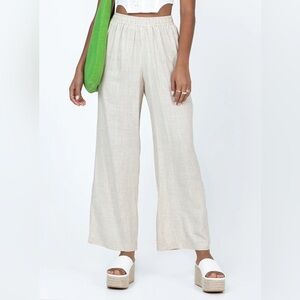 Princess Polly Elegant Cream Wide-Leg Pants Size 2